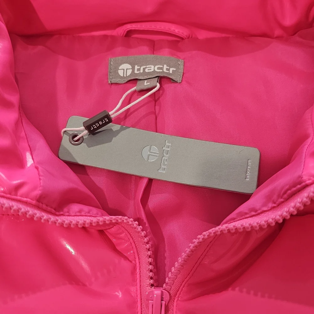 NWT Tractr Shiny Pink Puffer Polyurethsne Lined Vest - Girls' LG & XL